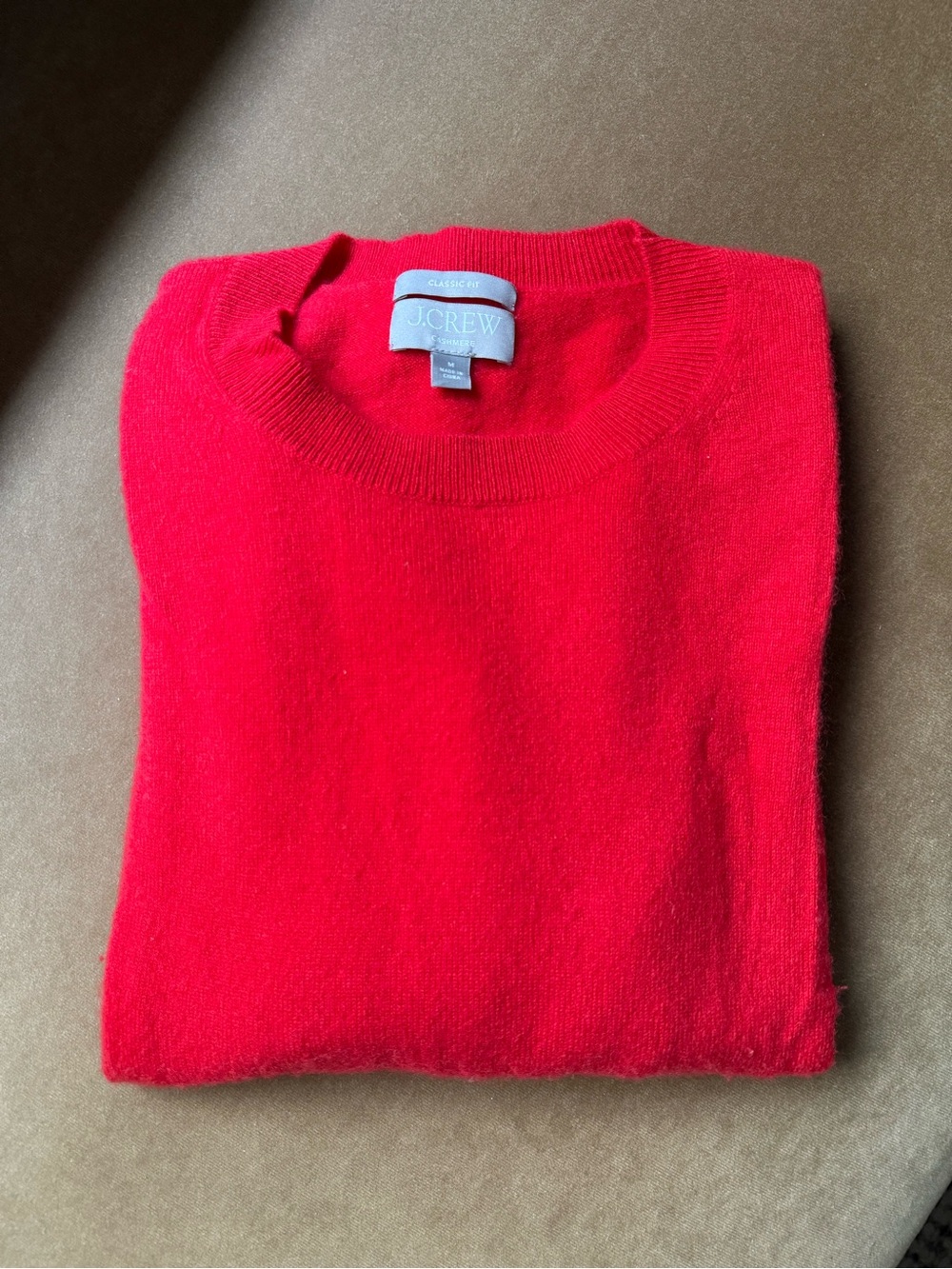 J. Crew 100% Cashmere Ruby Red Crewneck Sweater